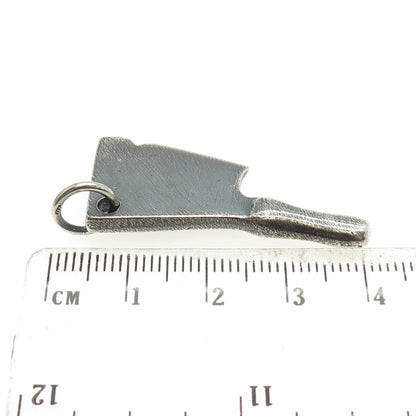 925 Sterling Silver Vintage Chef's Kitchen Knife Oxidized 3D Pendant