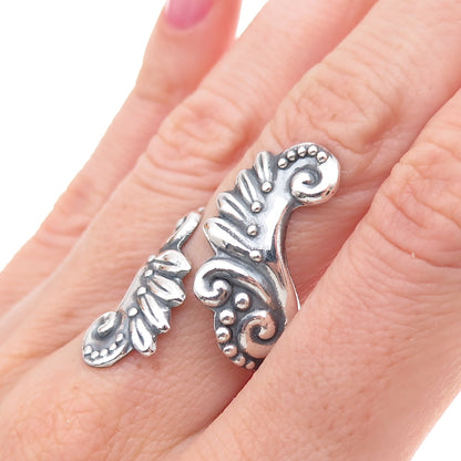 925 Sterling Silver Vintage Mexico Wings Oxidized Adjustable Ring Size 9