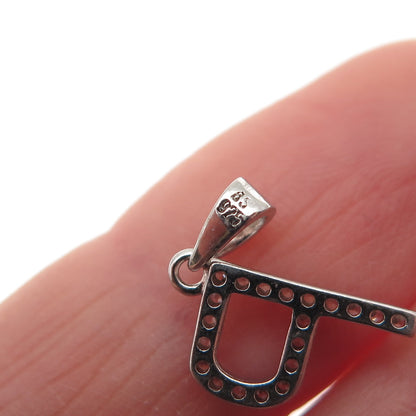 925 Sterling Silver Round-Cut C Z Letter P Initial Mini Charm Pendant