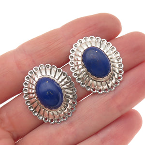 Old Pawn 925 Sterling Silver Vintage Southwestern Lapis Concho Tribal Earrings