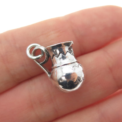 Old Pawn 925 Sterling Silver Vintage Southwestern Pitcher Mini 3D Charm Pendant
