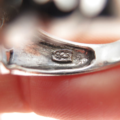 925 Sterling Silver Vintage Daisy Flower Oxidized Ring Size 6