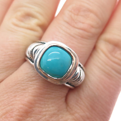 JOSEPH ESPOSITO 14K Gold Sterling Silver Vintage Real Turquoise Ring Size 9.25