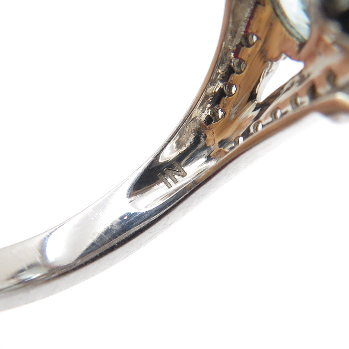 925 Sterling Silver Real Oval-Cut Blue & Round-Cut White Topaz Ring Size 6