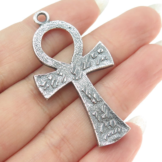 925 Sterling Silver Vintage Egyptian Ankh Oxidized Pendant