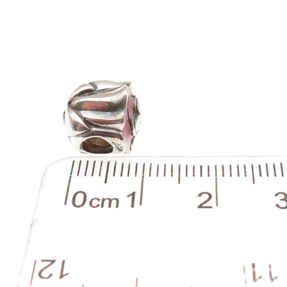 Chamilia 925 Sterling Silver Enamel Mom Rose Flower Slide Bead Charm