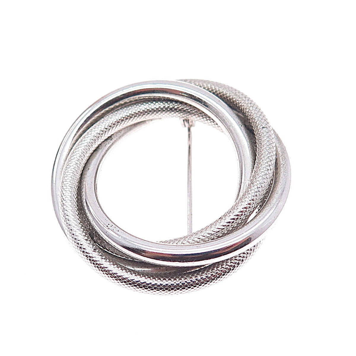 Harry S. Bick 925 Sterling Silver Vintage Interlocked Trinity Pin Brooch
