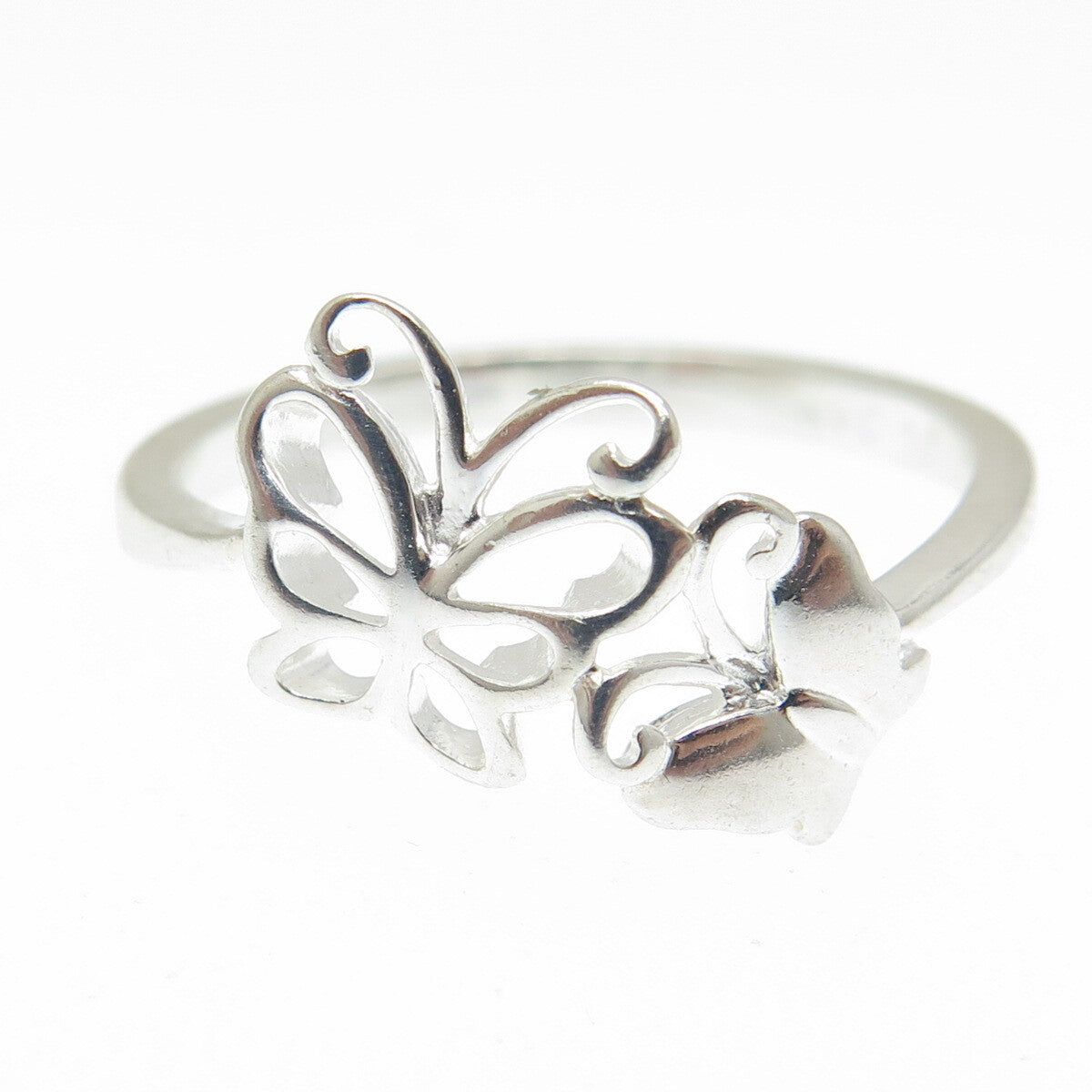 925 Sterling Silver Vintage Couple of Butterflies Ring Size 10.25