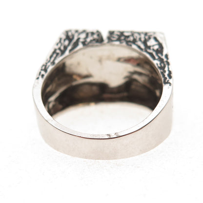 925 Sterling Silver Vintage Modernist Oxidized Ring Size 10.25