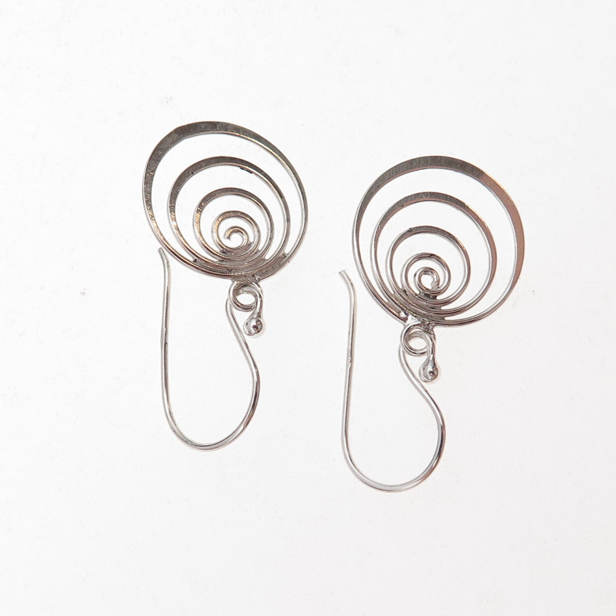 925 Sterling Silver Vintage Spiral Dangle Earrings