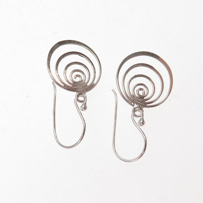 925 Sterling Silver Vintage Spiral Dangle Earrings