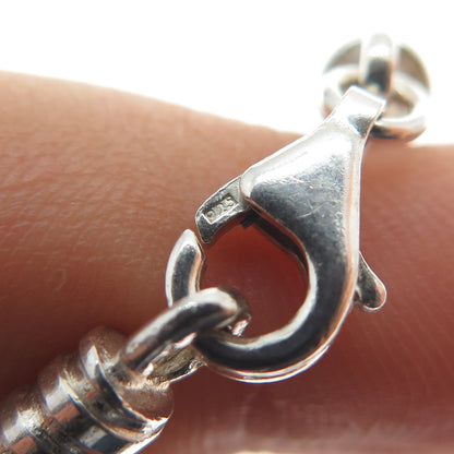 925 Sterling Silver Vintage Snake Link Charm Bracelet 7.25"