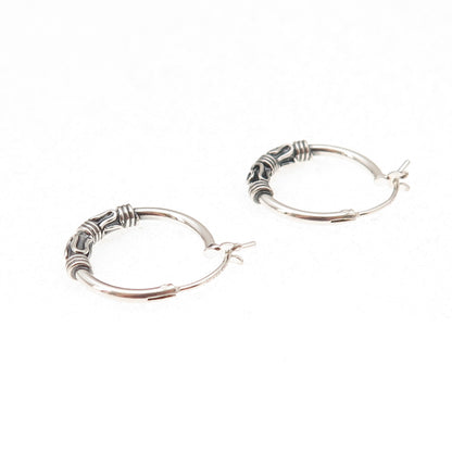 Han 925 Sterling Silver Vintage Zig Zag Oxidized Hoop Earrings