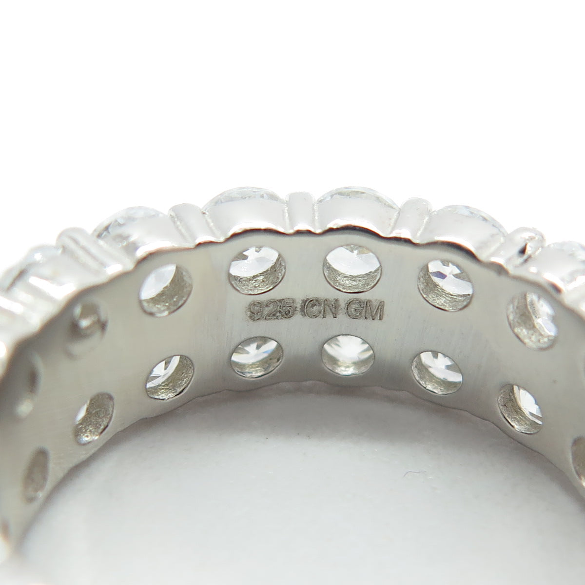 925 Sterling Silver Round-Cut Shaped C Z All Around Eternity Band Ring Size 7.25