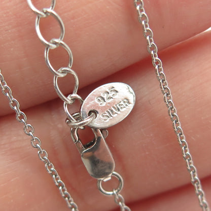 925 Sterling Silver Round-Cut C Z Cable Chain Adjustable Necklace 18-20"
