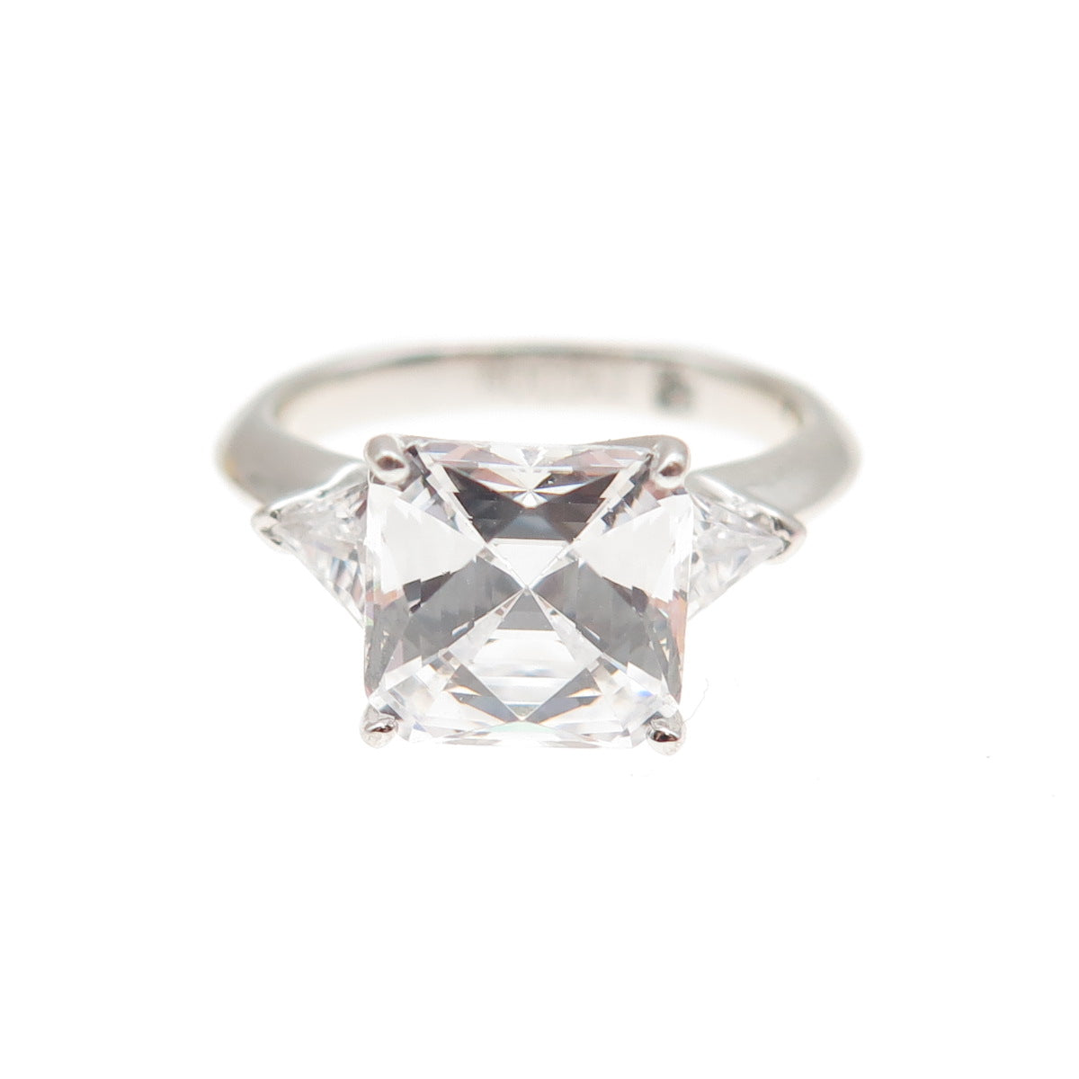 TYCOON 925 Sterling Silver Multi-Cut C Z Engagement Ring Size 5