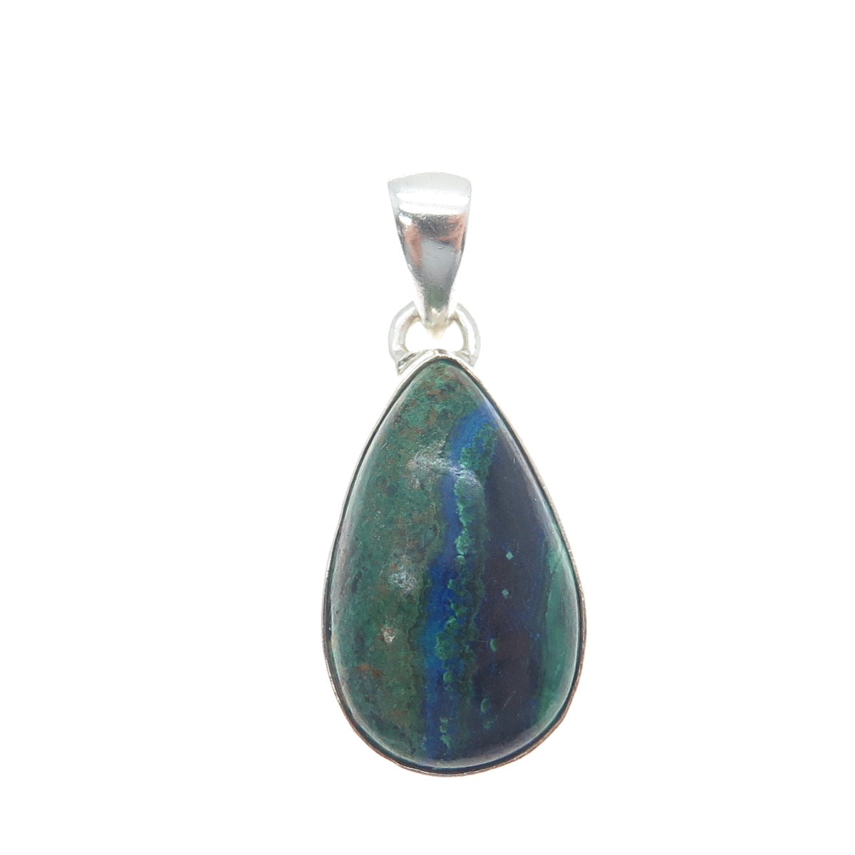 925 Sterling Silver Vintage Real Chrysocolla Teardrop Charm Pendant