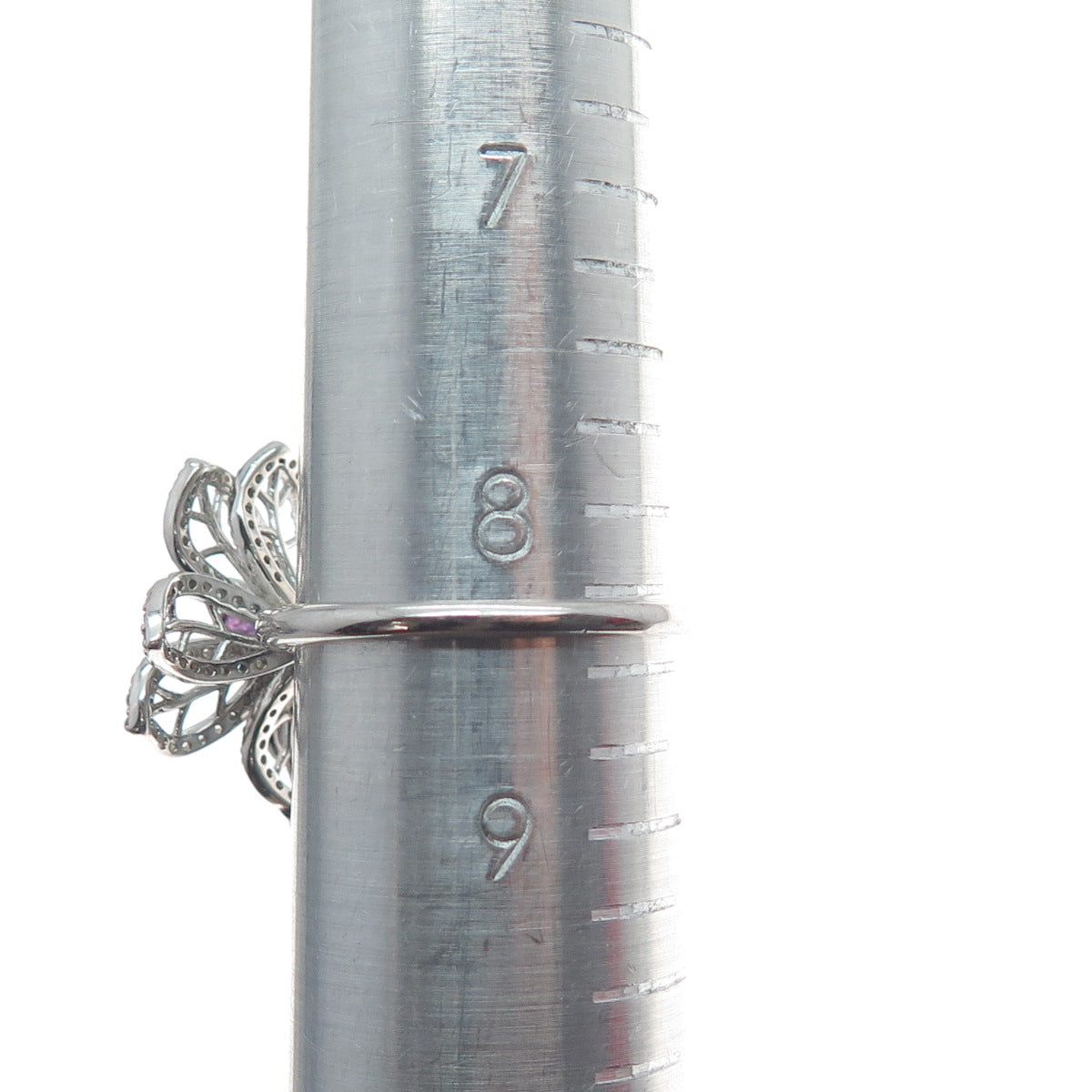 YSDD & CO. 925 Sterling Silver Peacock & White Moissanite Flower Ring Size 8.25