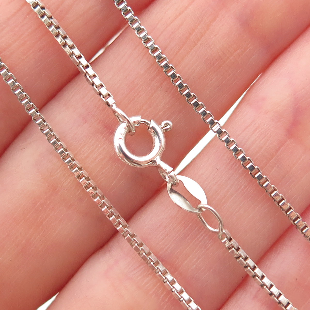 925 Sterling Silver Vintage Box Chain Necklace 18"