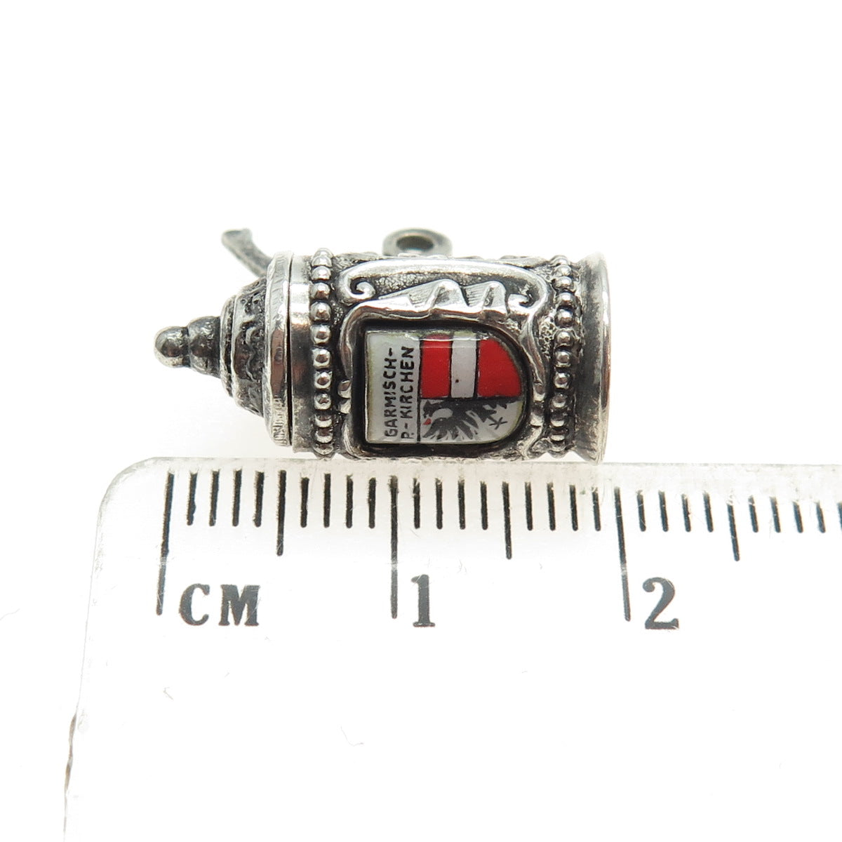 800 Silver Vintage "Garmisch-Partenkirchen" Beer Stein Locket Minimalist Pendant