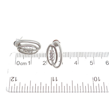 925 Sterling Silver Round-Cut C Z Interlocked Circle Earrings