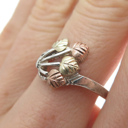 COLEMAN CO. 12K Rose & Yellow Gold Sterling Vintage Black Hills Ring Size 7.25