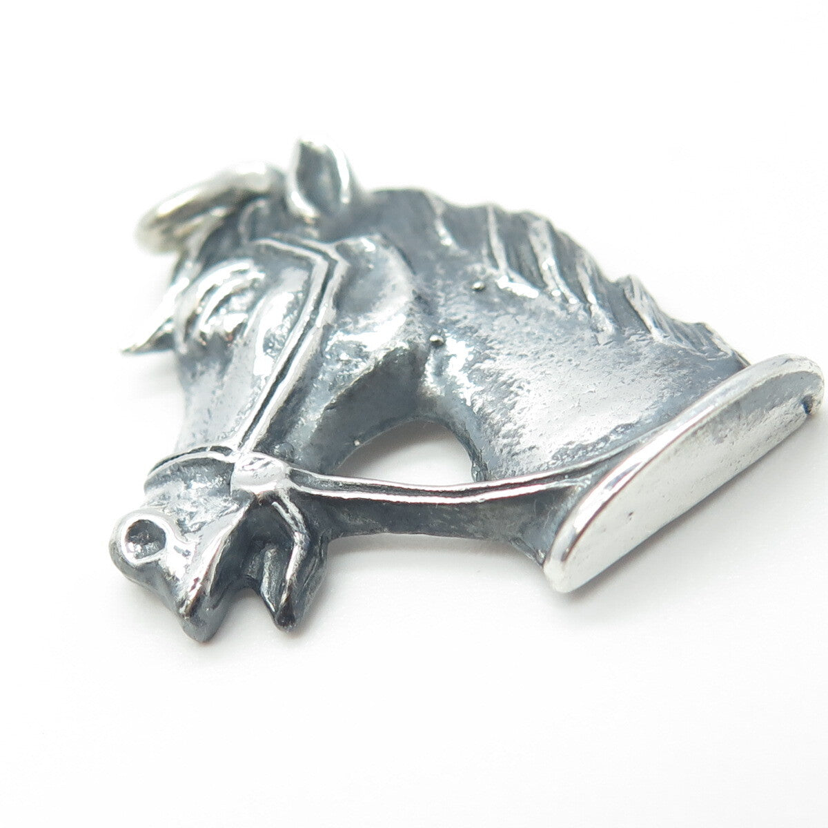 925 Sterling Silver Vintage Horse Head Oxidized Pendant