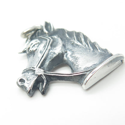 925 Sterling Silver Vintage Horse Head Oxidized Pendant