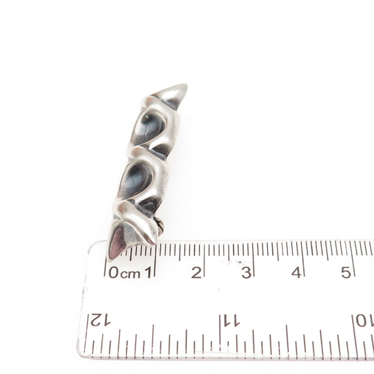 925 Sterling Silver Vintage Mexico Modernist Oxidized Pin Brooch