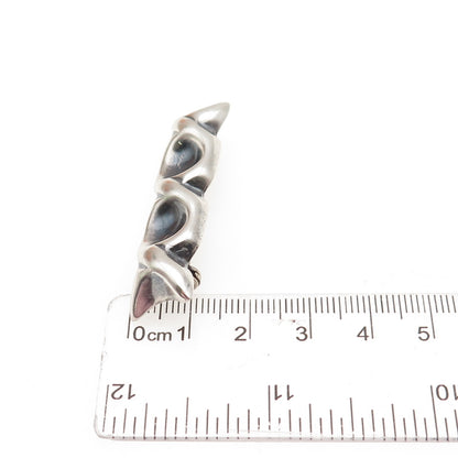 925 Sterling Silver Vintage Mexico Modernist Oxidized Pin Brooch