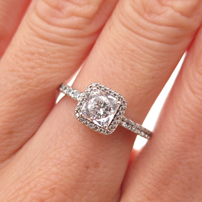 Pandora 925 Sterling Silver C Z Engagement Ring Size 6