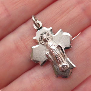CHAPEL 925 Sterling Silver Antique Art Deco Crucifix Cross Mini Charm Pendant