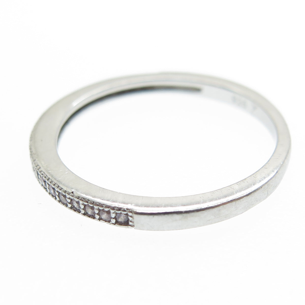 COLIBRI 925 Sterling Silver Round-Cut C Z Half Eternity Band Ring Size 6.25