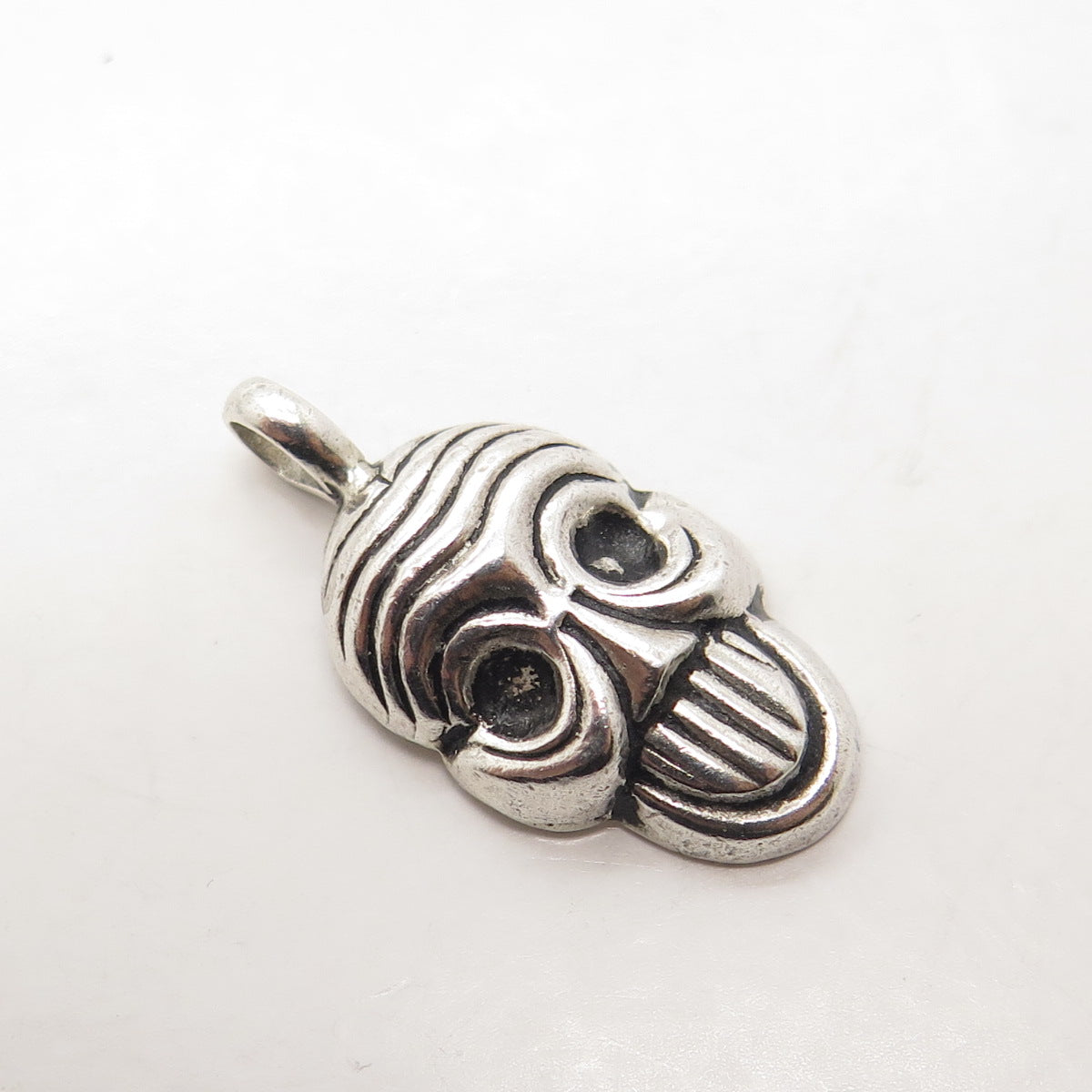 925 Sterling Silver Vintage Skull / Mask Pendant