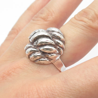 925 Sterling Silver Vintage Twisted Wide Ring Size 6