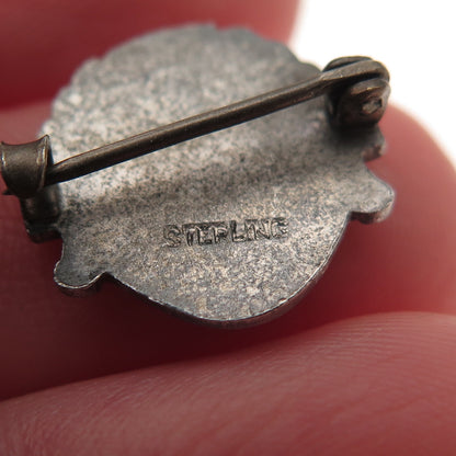 925 Sterling Silver Vintage Young Judaea Oxidized Pin Brooch