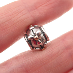 Pandora 925 Sterling Silver & Gold Tivoli Flower Slide Bead Charm