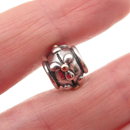 Pandora 925 Sterling Silver & Gold Tivoli Flower Slide Bead Charm