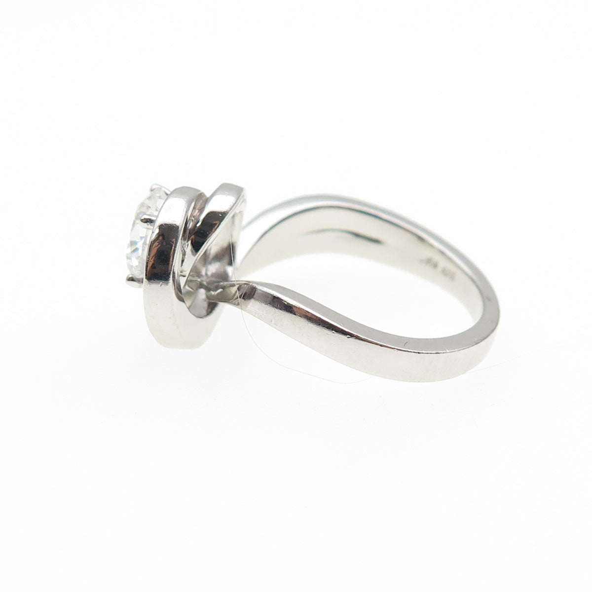925 Sterling Silver Round-Cut C Z Swirl Ring Size 6.25