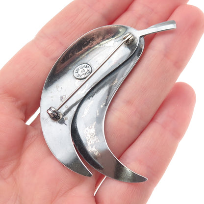 JEWELART 925 Sterling Silver Vintage Feather Oxidized Pin Brooch