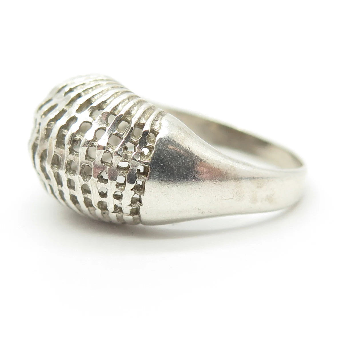 925 Sterling Silver Vintage OTC Cage Domed Ring Size 8