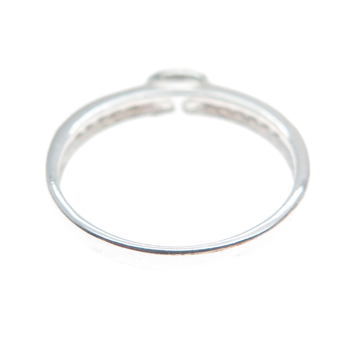 925 Sterling Silver Real Diamond & White Topaz Stackable Ring Size 7.25