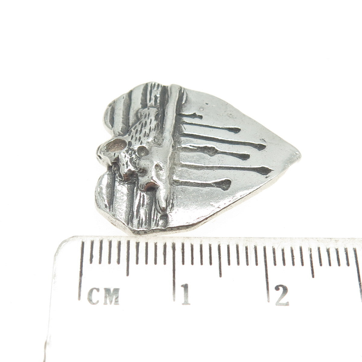 925 Sterling Silver Vintage 1990 Modernist Heart Charm Pendant