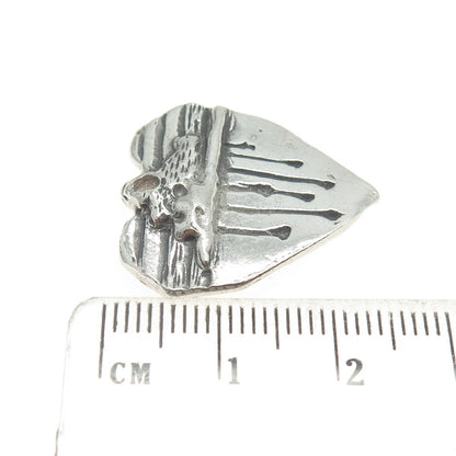 925 Sterling Silver Vintage 1990 Modernist Heart Charm Pendant