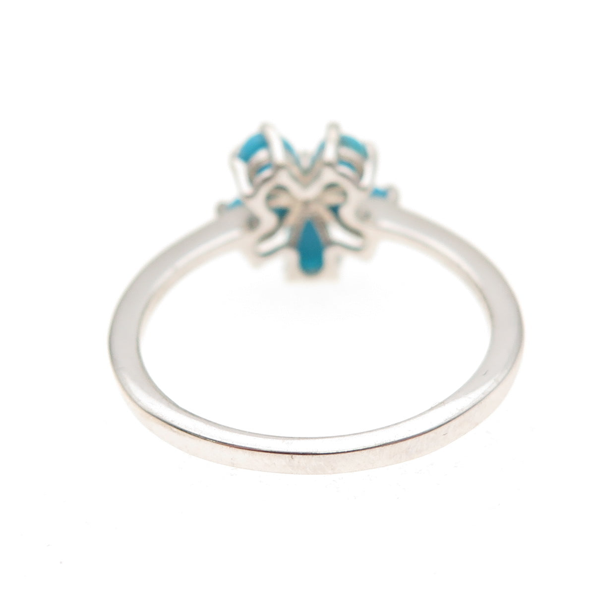 Chuck Clemency 925 Sterling Silver Real Turquoise & Ruby Flower Ring Size 8
