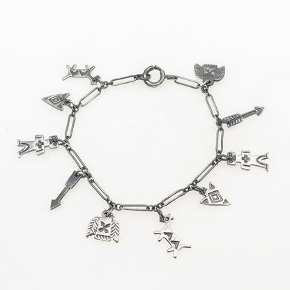 Old Pawn 925 Sterling Antique Southwestern Charm Paperclip Link Bracelet 6.75"