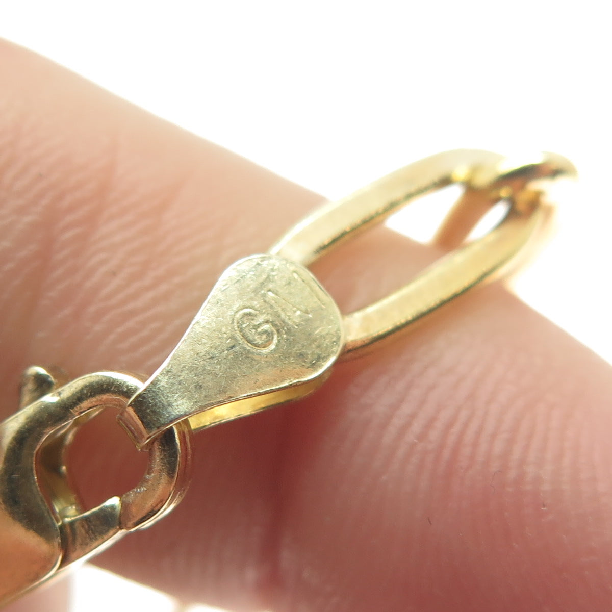 925 Sterling Silver Gold Plated Italy Paperclip Link Bracelet 6.75"