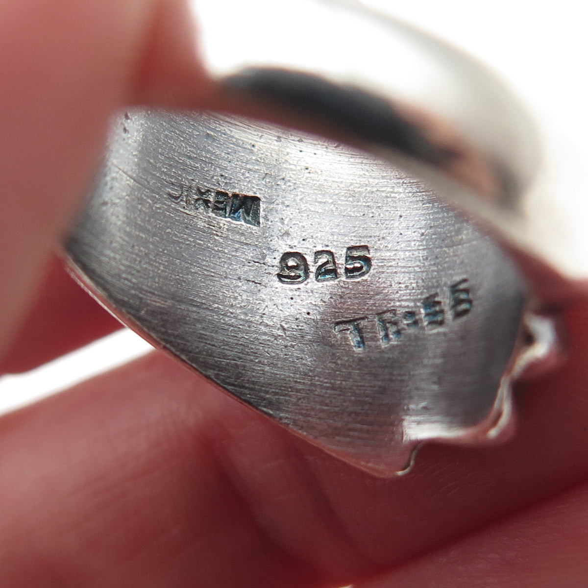 925 Sterling Silver Vintage Mexico Modernist Ribbed Oxidized Ring Size 7