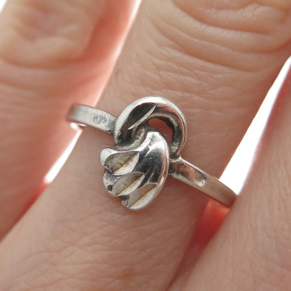 925 Sterling Silver Vintage Hook & Eye Modernist Ring Size 6