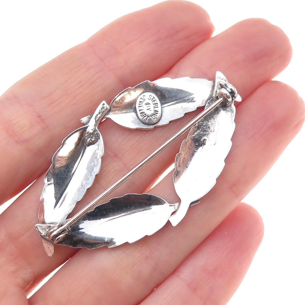 JewelArt 925 Sterling Silver Vintage Feather Oxidized Pin Brooch